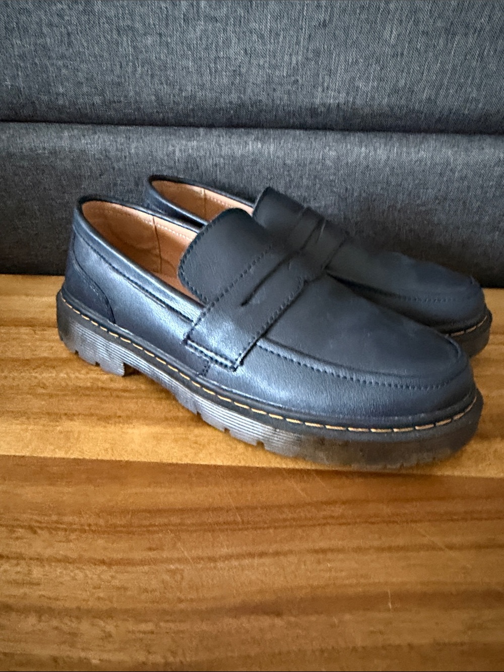 Classic Navy Leather Penny Loafers for Women